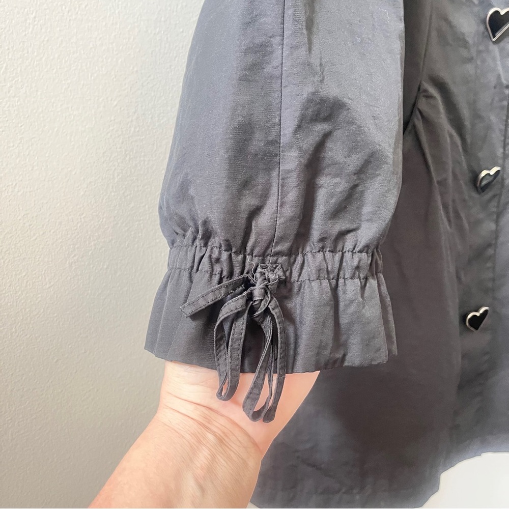 Betsey Johnson Black Trench Coat with Heart Buttons - Picture 13 of 13